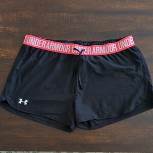 Under Armour Black and Red Athletic Shorts Moisture-Wicking Lightweight